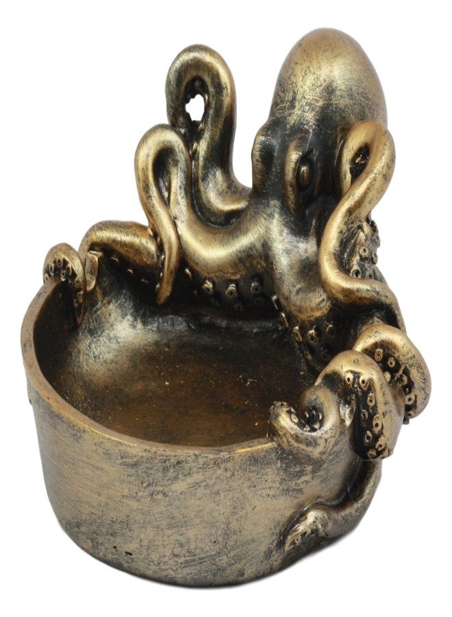 Ebros Gift Ebros Marine Sea Monster Kraken Giant Octopus Grasping Basin Ashtray Figurine 5.5"Wide Nautical Ocean Terror Myth Decorative Statue For Cigarettes Coins Knick Knacks Squids Cephalopod Sculpture - Image 3